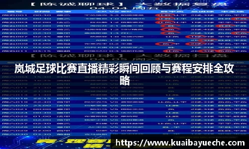 岚城足球比赛直播精彩瞬间回顾与赛程安排全攻略