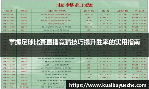 掌握足球比赛直播竞猜技巧提升胜率的实用指南