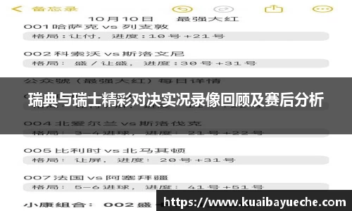 瑞典与瑞士精彩对决实况录像回顾及赛后分析